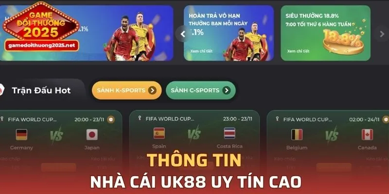 Thông tin nhà cái UK88 uy tín cao